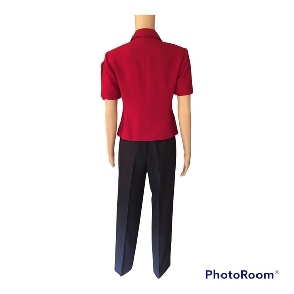 Kasper ASL Petite Vintage Red and Navy Suit in Size 2P. - Picture 2 of 9